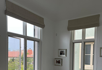 Master Bedroom with Roman Shades, Malibu CA